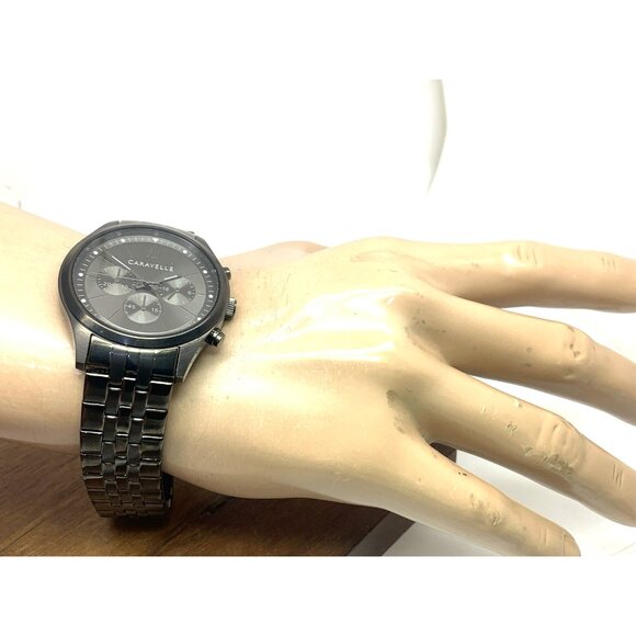 Caravelle by Bulova Men's Watch 45A141 Quartz Chronograph Gray Dial Gunmetal - Picture 4 of 13